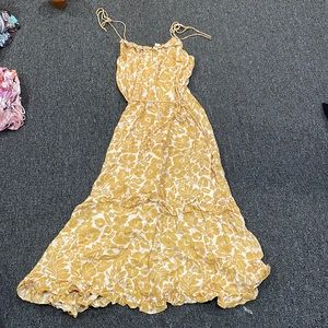 m/L mustard floral maxi dress